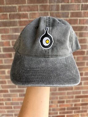 Gray Washed Baseball Cap with Fried Egg Patch - Unbranded